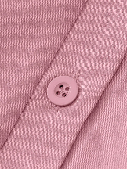 بلوزة اكمام بشريط ملتف ياقة مفتوح أزرار أمامية مقاس كبير