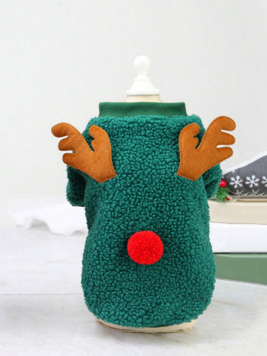 قطعة سترة قطيفة  لعيد الميلاد للحيوانات الأليفة