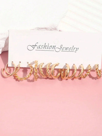 مجموعة 12 قطعة من الأقراط الهندسية البسيطة المصنوعة من اللؤلؤ الصناعي والمعدن للنساء، هدية للأعياد والمواعيد العاطفية والإرتداء اليومي