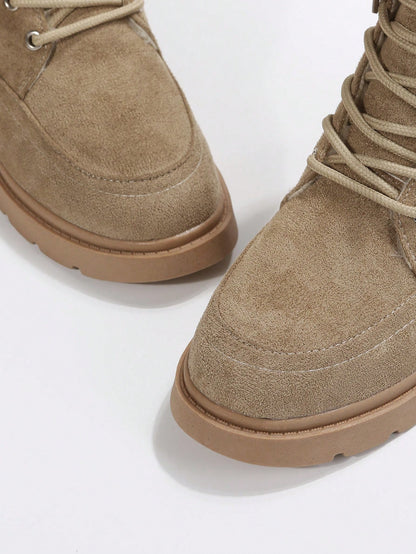 جزمة برقبة طويلة وصول المخزون الجديد الشتاء الموضة مريح و دافئ زغبي مبطن موتو للنساء