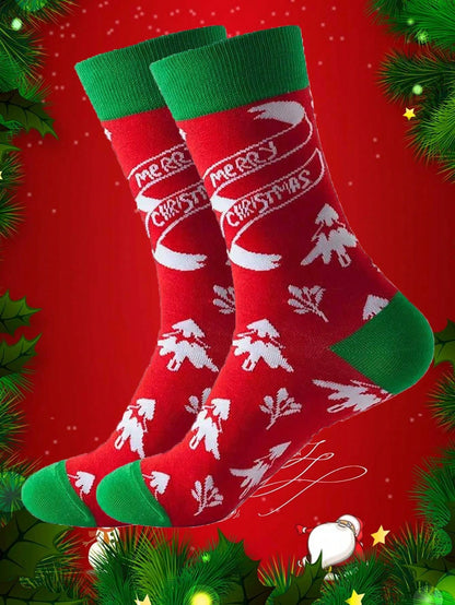 زوجان من جوارب عيد الميلاد للأزواج، حتى الركبة، عصري، لطيف، بطراز أوروبي وأمريكي