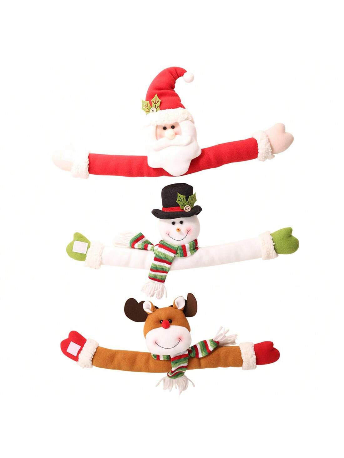 ستائر عيد الميلاد مع تصميم سانتا كلوز، دمى كرتونية لتزيين الستائر، مشابك تثبيت خطافات النوافذ لغرفة المعيشة وغرفة النوم وديكور المنزل