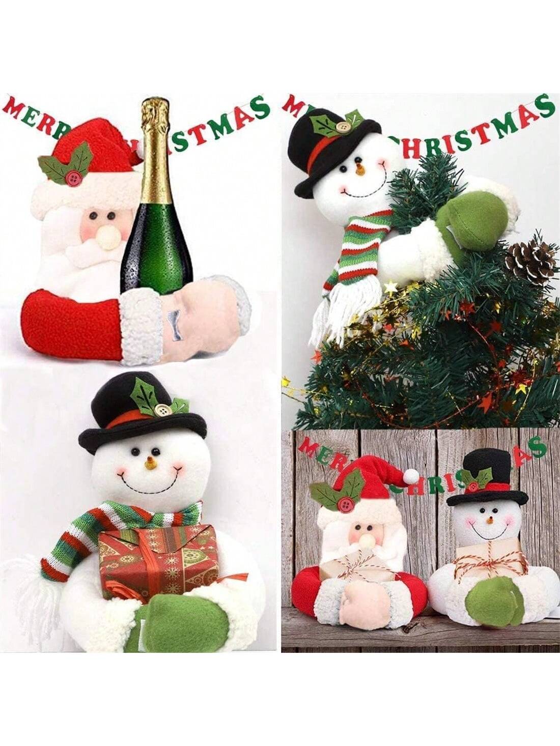 ستائر عيد الميلاد مع تصميم سانتا كلوز، دمى كرتونية لتزيين الستائر، مشابك تثبيت خطافات النوافذ لغرفة المعيشة وغرفة النوم وديكور المنزل