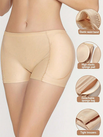 شورت نسائي لتحديد الجسم بوسادة رغوية قابلة للإزالة ،خصر عالي ،يعزز أنتعاش الورك ،ضبط البطن