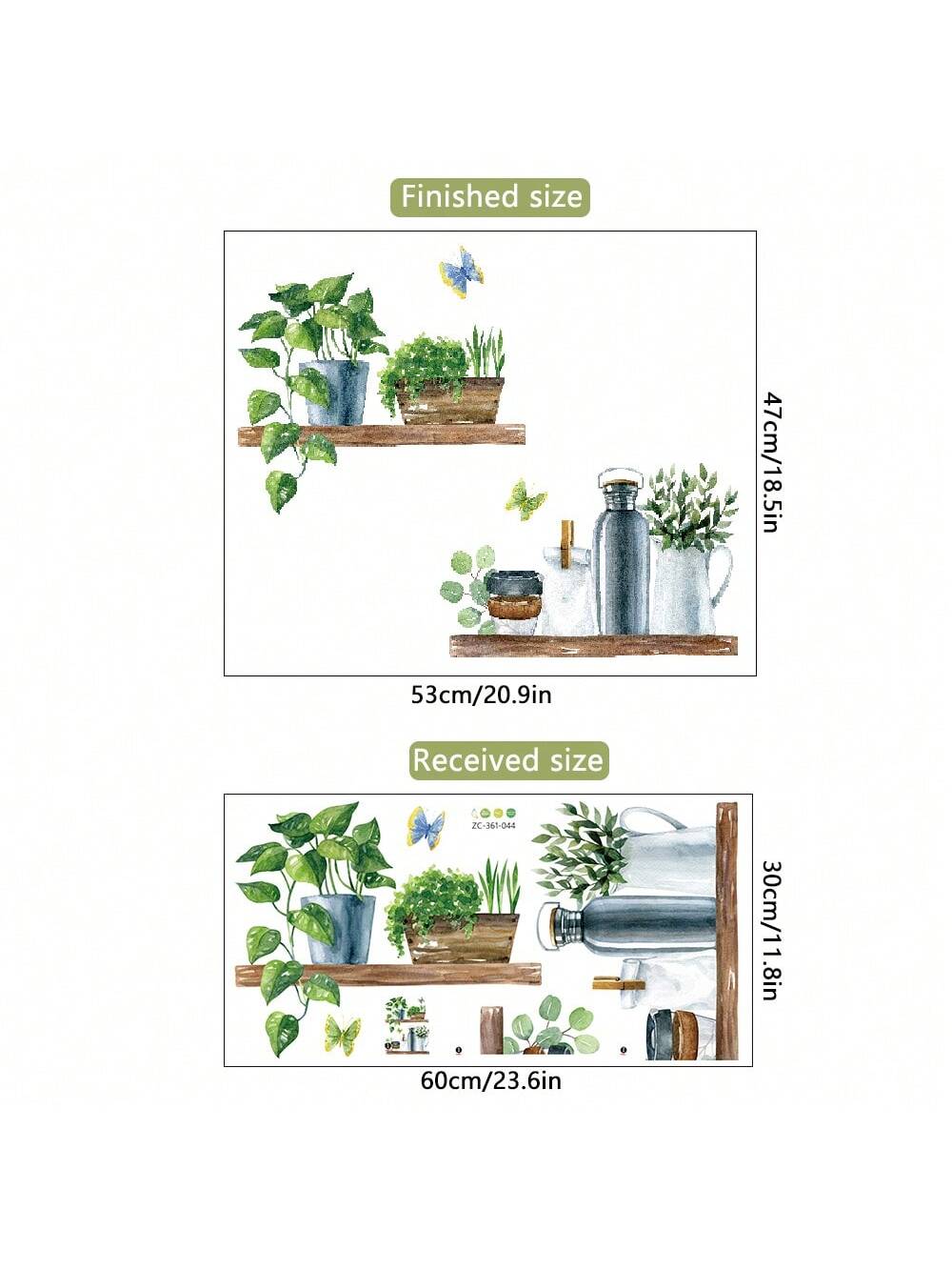 ملصق جداري مقاوم للماء يحمل صورة نباتات مزروعة بتقنية ألوان مائية