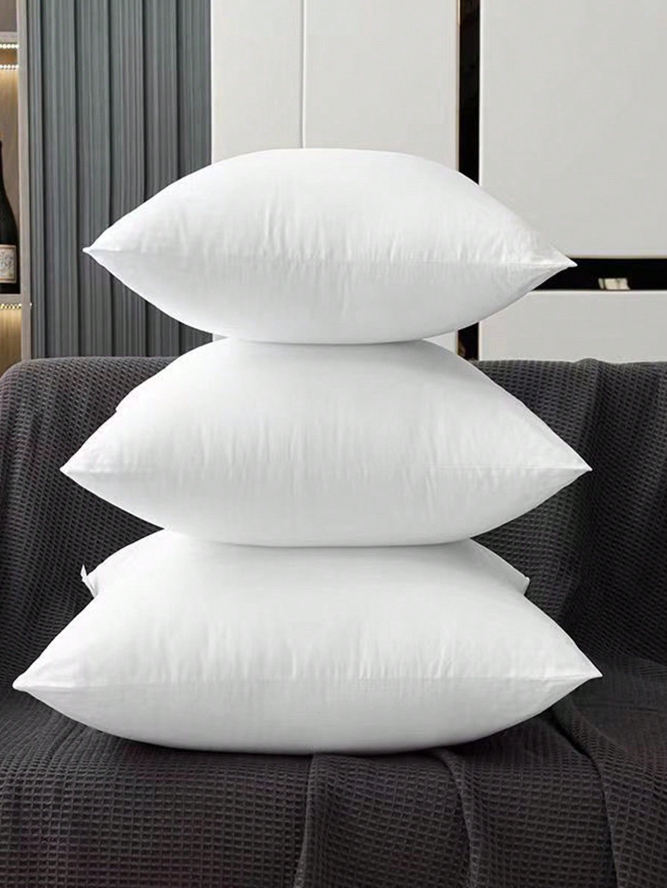 وسادة تزيينية بيضاء بتصميم عصري ذات ألياف بوليستر مستطيلة مرنة جدًا، نواة وسادة وسادة قطنية للاستخدام المنزلي والمكتبي والتخييم والأسرّة، أغطية وسادات