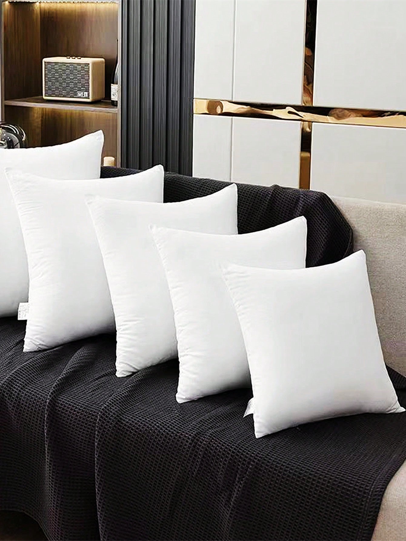 وسادة تزيينية بيضاء بتصميم عصري ذات ألياف بوليستر مستطيلة مرنة جدًا، نواة وسادة وسادة قطنية للاستخدام المنزلي والمكتبي والتخييم والأسرّة، أغطية وسادات