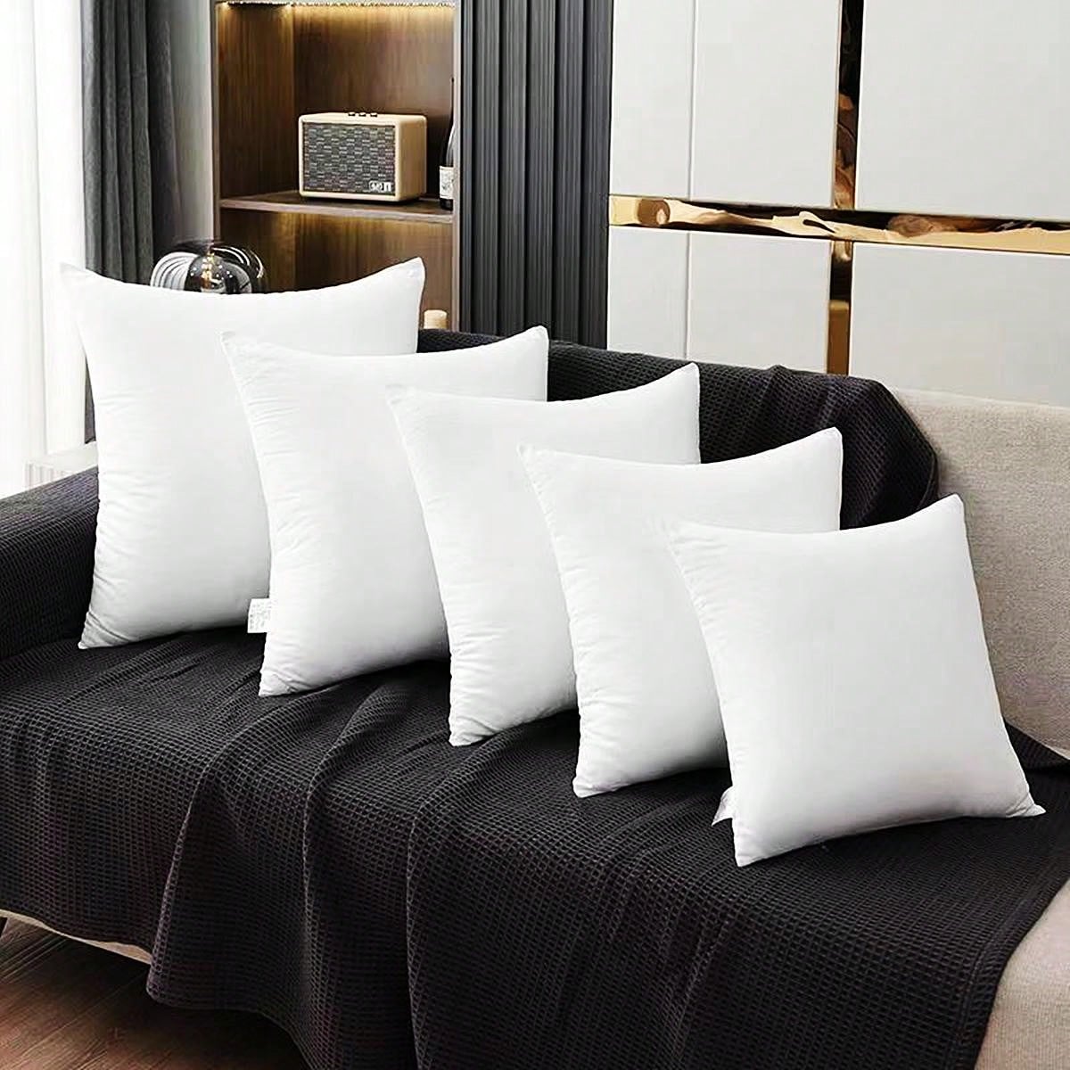 وسادة تزيينية بيضاء بتصميم عصري ذات ألياف بوليستر مستطيلة مرنة جدًا، نواة وسادة وسادة قطنية للاستخدام المنزلي والمكتبي والتخييم والأسرّة، أغطية وسادات