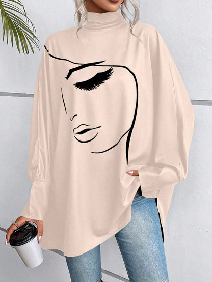 بلوزة جرافيك شخص اكمام جناح الخفاش