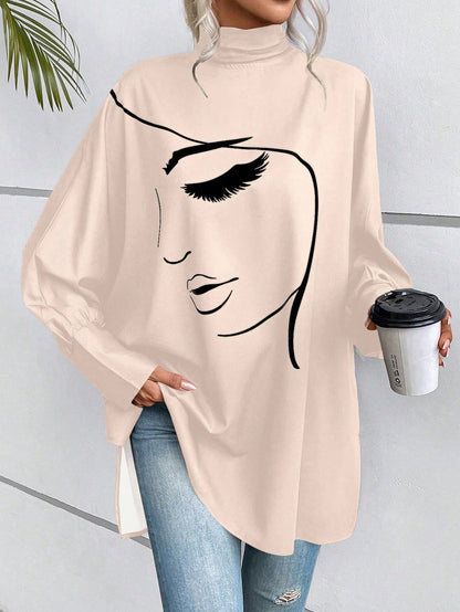 بلوزة جرافيك شخص اكمام جناح الخفاش