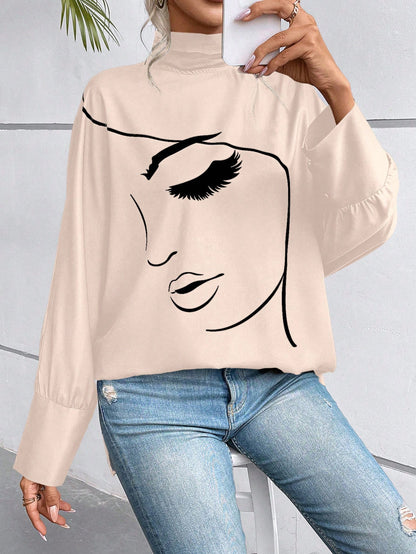 بلوزة جرافيك شخص اكمام جناح الخفاش