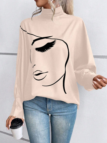 بلوزة جرافيك شخص اكمام جناح الخفاش