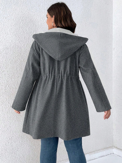 معطف كابور ذو خصر بتكيس وجيبين مع قلنسوة، للموسم الشتوي