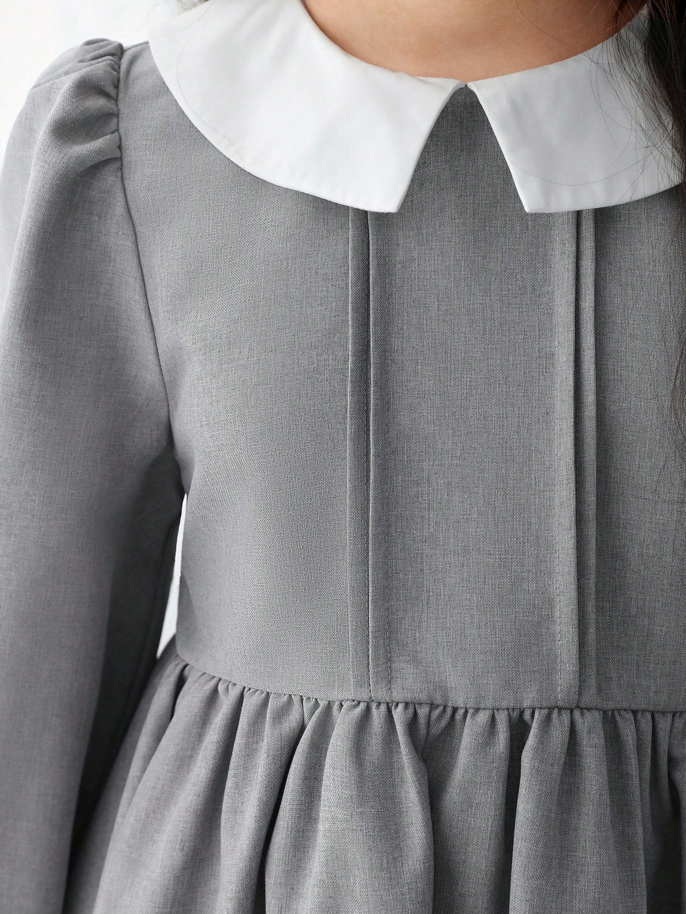 فستان سموك ياقة سحري اكمام منتفضة بنت طفل