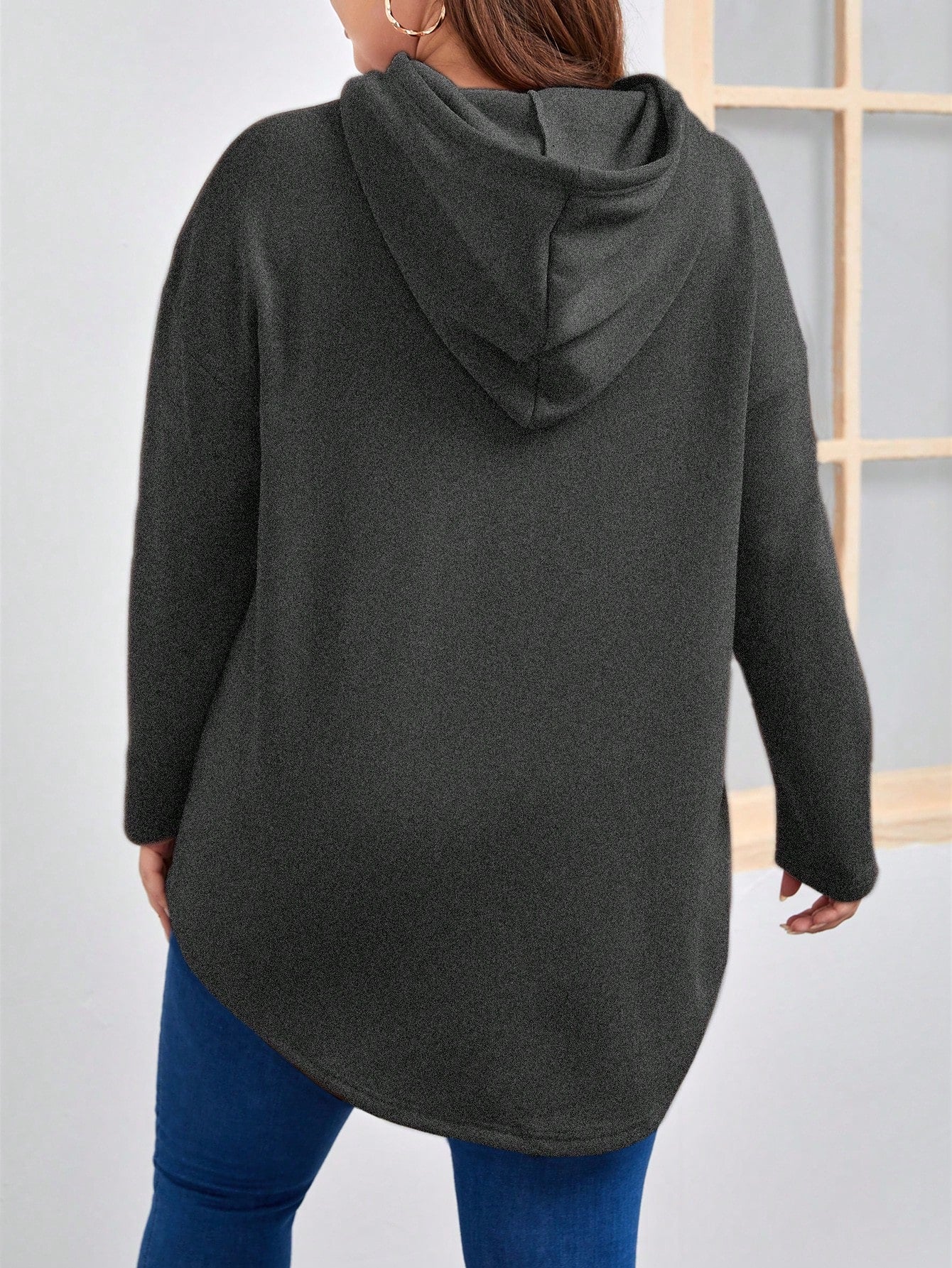 هودي جيب الكنغر منخفض الاكتاف رباط مقاس كبير