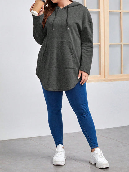 هودي جيب الكنغر منخفض الاكتاف رباط مقاس كبير