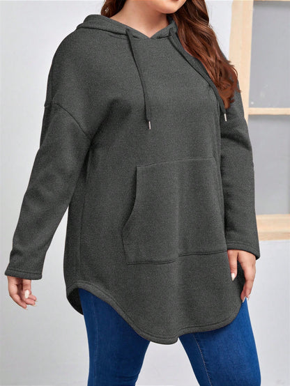 هودي جيب الكنغر منخفض الاكتاف رباط مقاس كبير