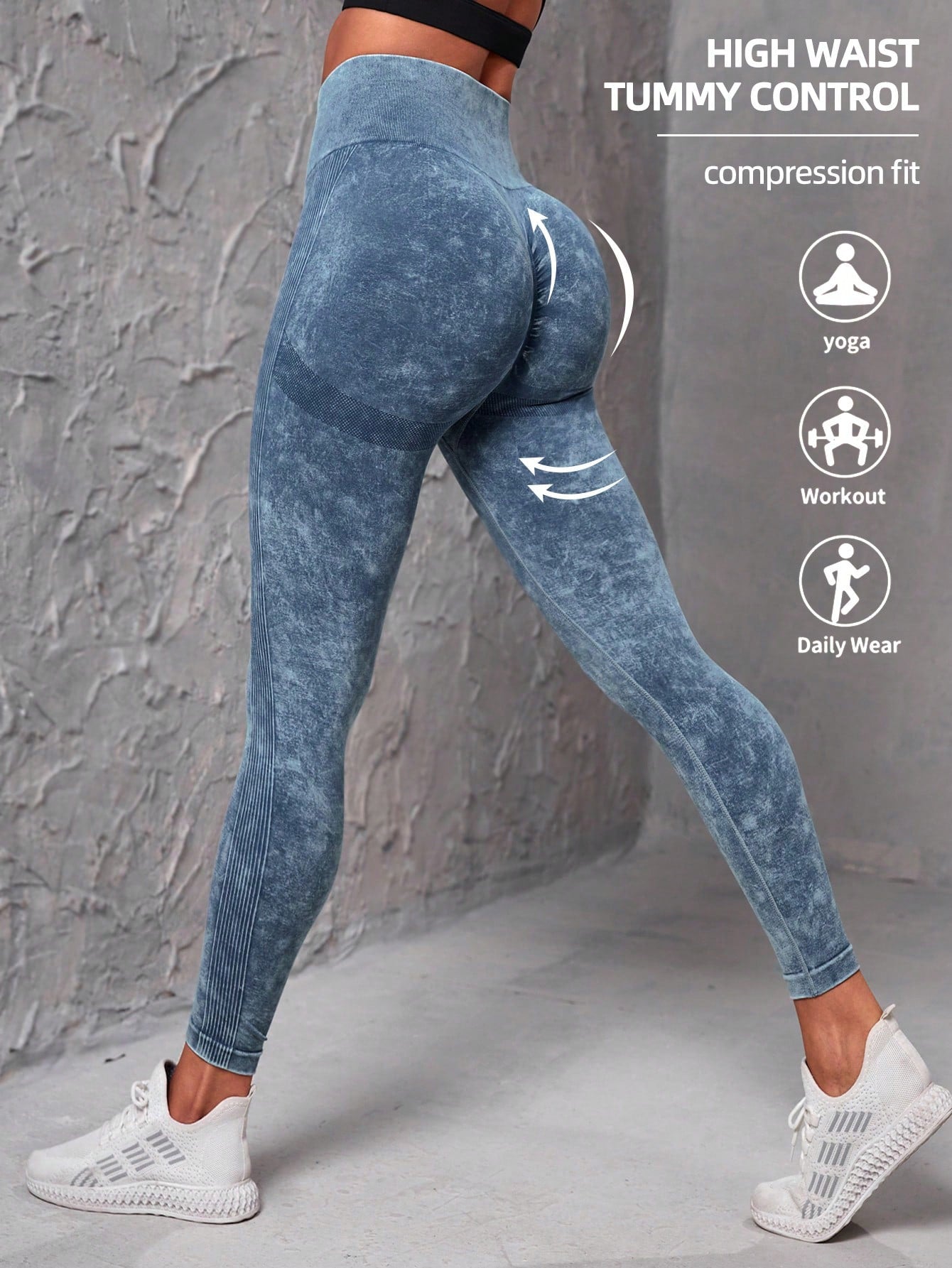 طماق رياضي صبغ متعادل تحكم البطن