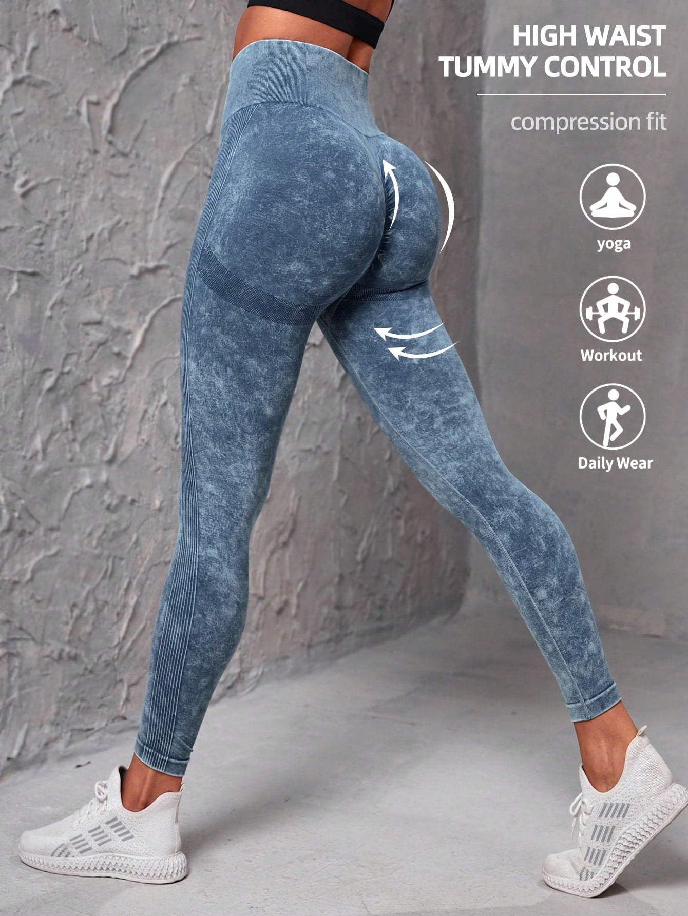 طماق رياضي صبغ متعادل تحكم البطن