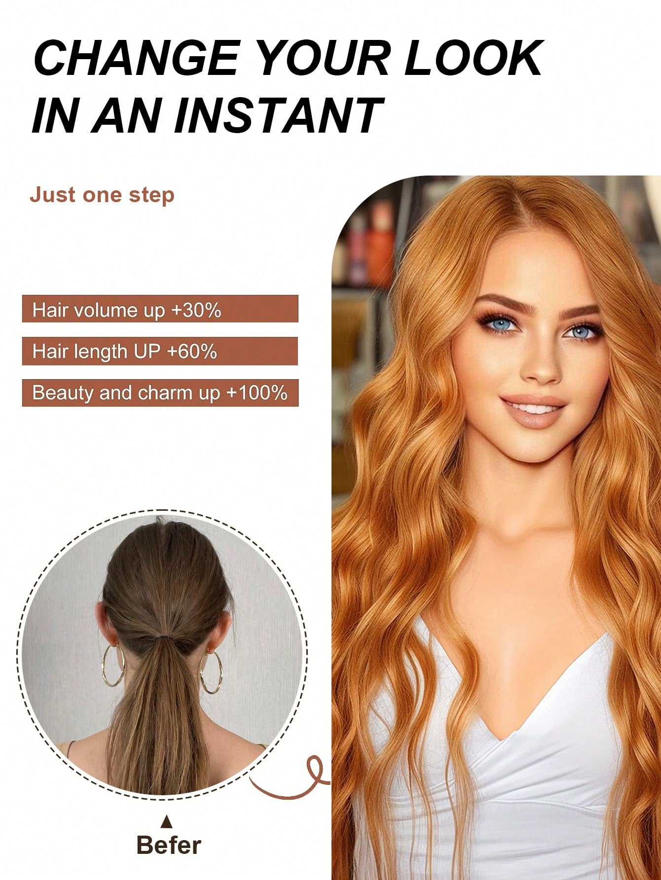 إضافات للشعر يتم تثبيتها بالكلبس - 7 قطع 24 بوصة - تمديدات شعر مائية للنساء بأطوال كاملة من الشعر الاصطناعي باروكة