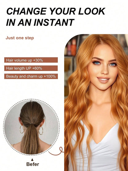 إضافات للشعر يتم تثبيتها بالكلبس - 7 قطع 24 بوصة - تمديدات شعر مائية للنساء بأطوال كاملة من الشعر الاصطناعي باروكة