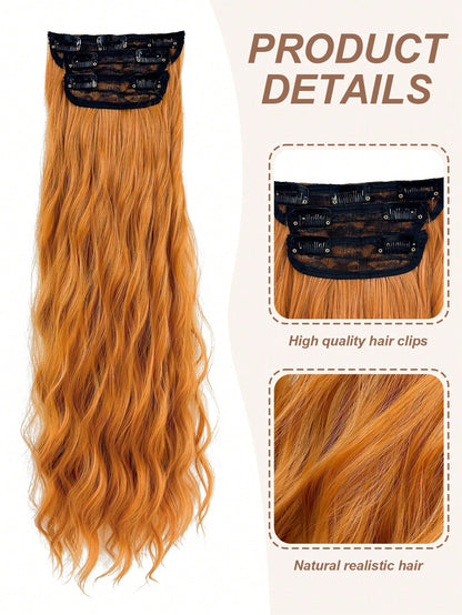 إضافات للشعر يتم تثبيتها بالكلبس - 7 قطع 24 بوصة - تمديدات شعر مائية للنساء بأطوال كاملة من الشعر الاصطناعي باروكة