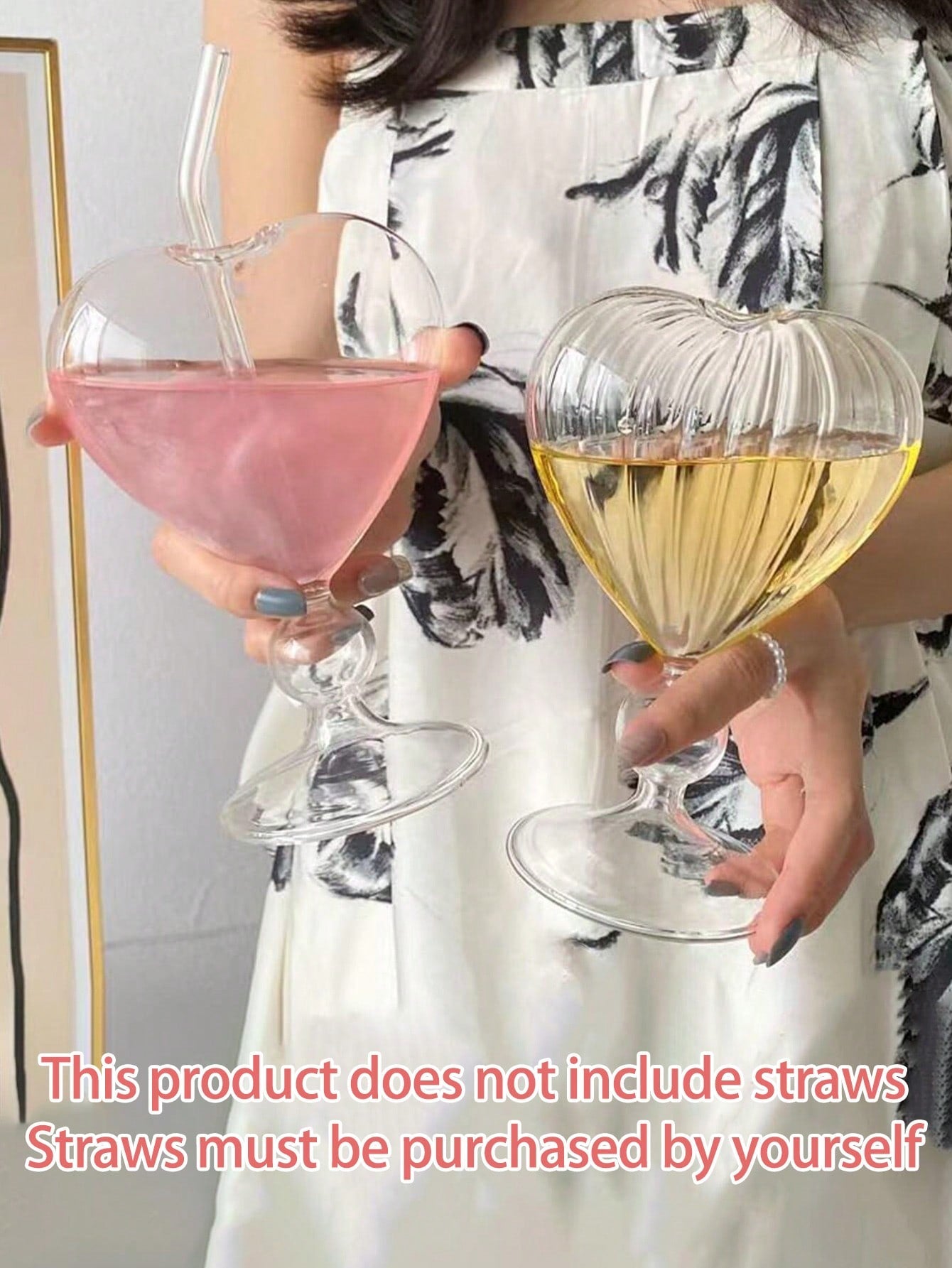 كوب زجاجي على شكل قلب (قطعة واحدة)، كوب كوكتيل إبداعي للزوجين/شاي // حليب/قهوة هدية أنيقة