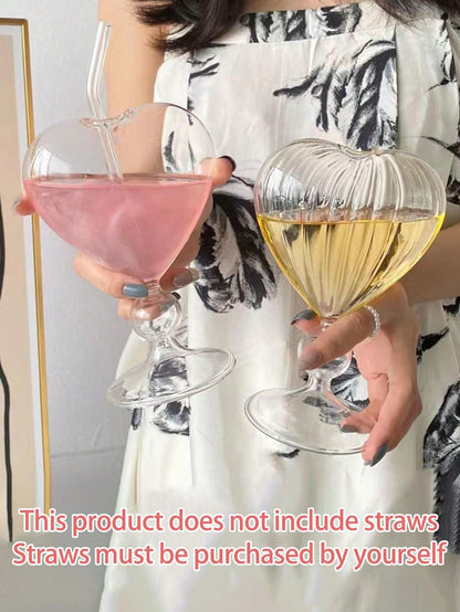 كوب زجاجي على شكل قلب (قطعة واحدة)، كوب كوكتيل إبداعي للزوجين/شاي // حليب/قهوة هدية أنيقة