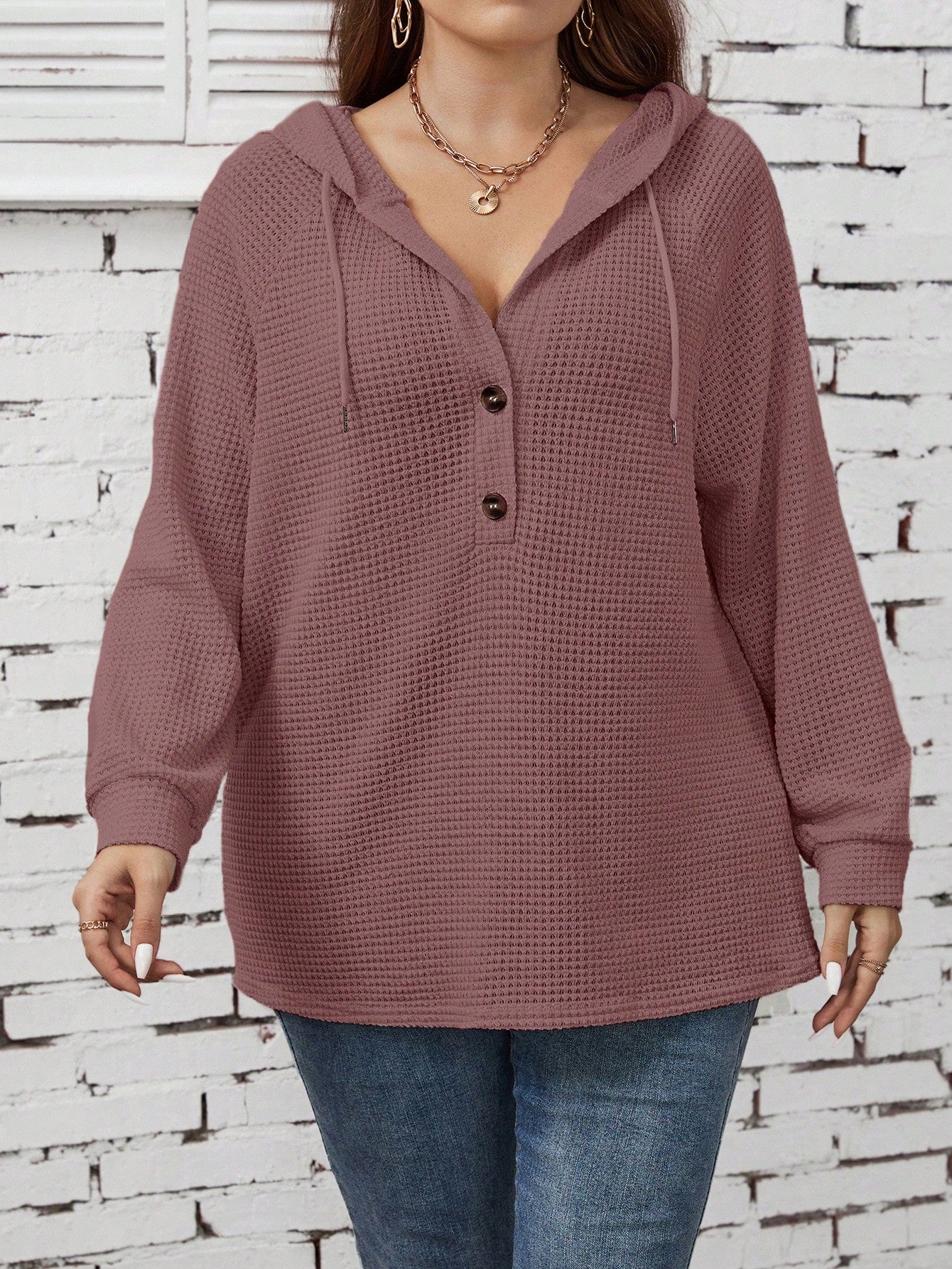 هودي ازرار نصف اكمام راجلان رباط مقاس كبير