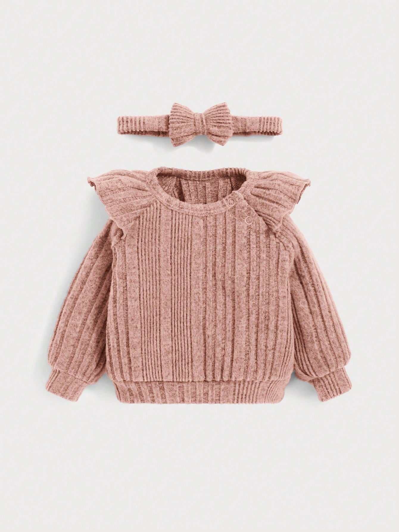 تي شيرت وبنطلون مقلم بكشكش مع عقال الرأس للبنات الاطفال