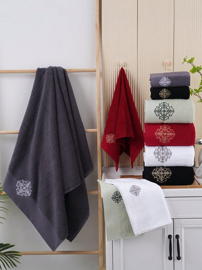 منشفة حمام مطرزة من القطن بتصميم أوروبي، عالية الامتصاص وناعمة وبسيطة ومتوفرة بأحجام مختلفة، يرجى اختيار المقاس المناسب لك