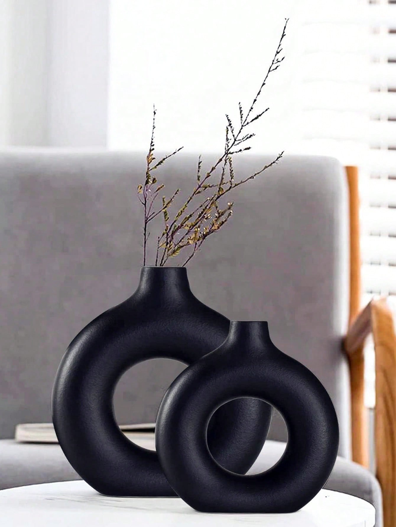 قطعة واحدة زهرية على شكل دونات بطراز INS للديكور، زهرية على شكل دونات يدوية الصنع بطراز بوهيمي بسيط،