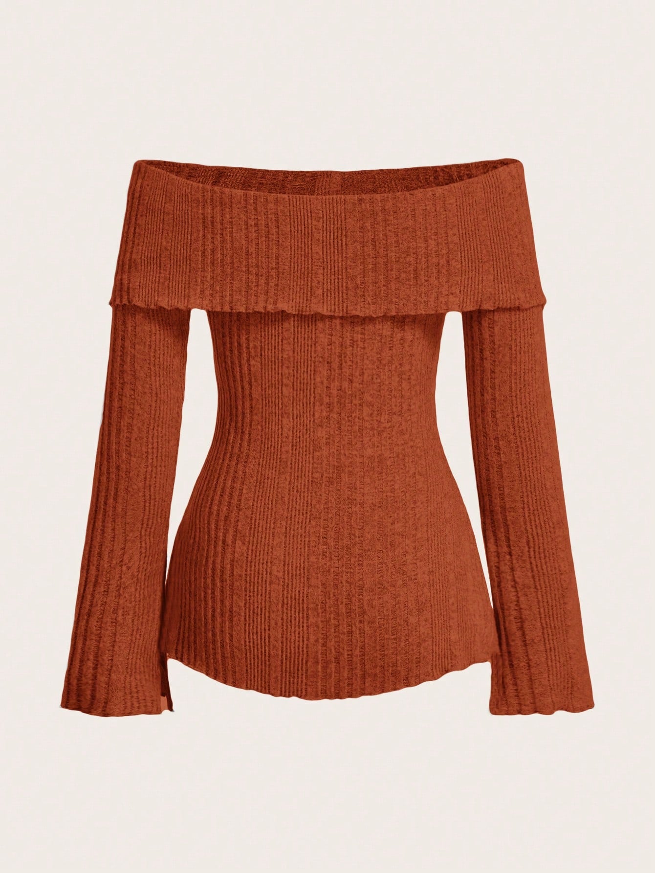 تي شيرت مكشوف الكتف أزرار أمامية باكمام مشقوق