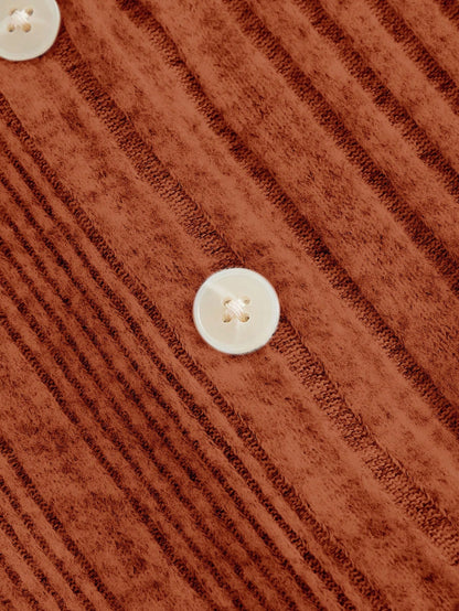 تي شيرت مكشوف الكتف أزرار أمامية باكمام مشقوق