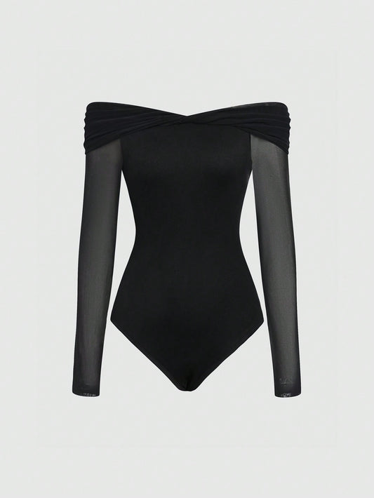 بوديسوت مكشوف الكتف شبكة متباينة تجاعيد