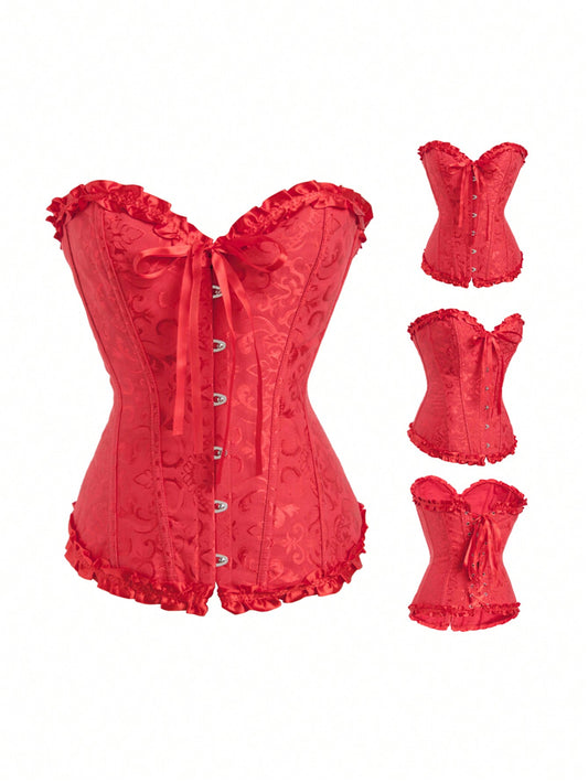 قميص نسائي أحمر من نمط الكورسيه ،قميص داخلي بشكل كورسيه تدريب خصر باستايل القصر