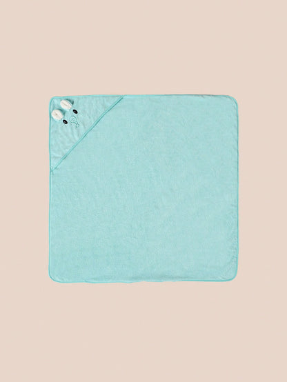 منشفة طفل مصنوعة من الصوف القطني المرجاني مع غطاء للرأس