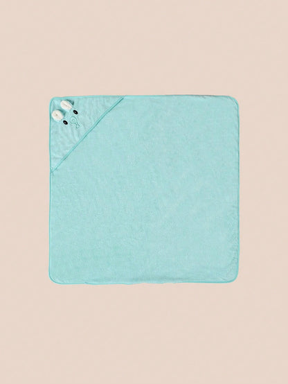 منشفة طفل مصنوعة من الصوف القطني المرجاني مع غطاء للرأس
