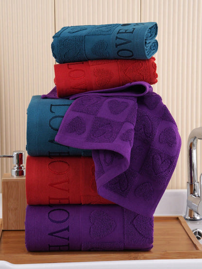 منشفة قطن مائة بالمائة بطباعة نمط قلب جاكار قطعة واحدة