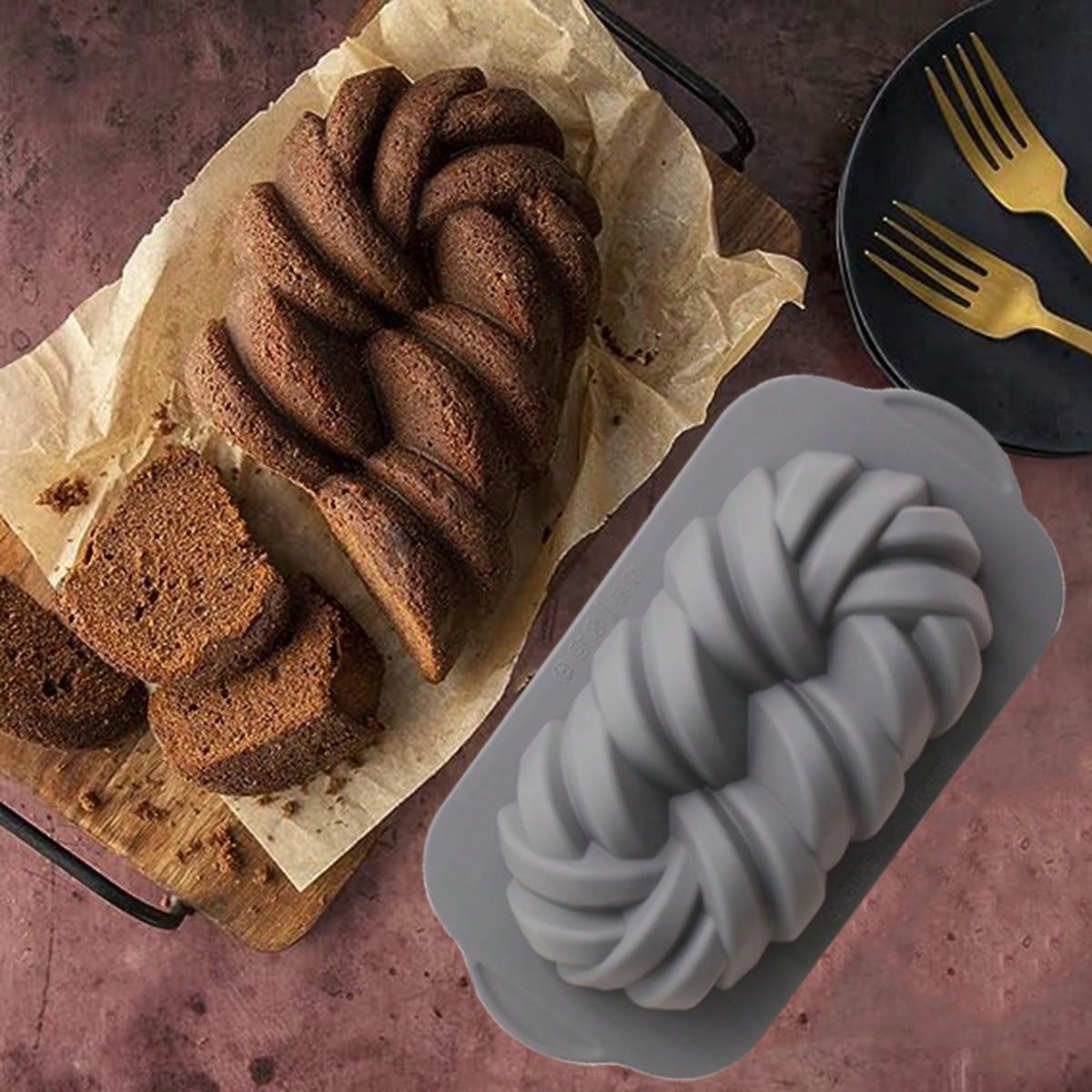 مقلاة خبز توست مستطيلة الشكل باللون الرمادي