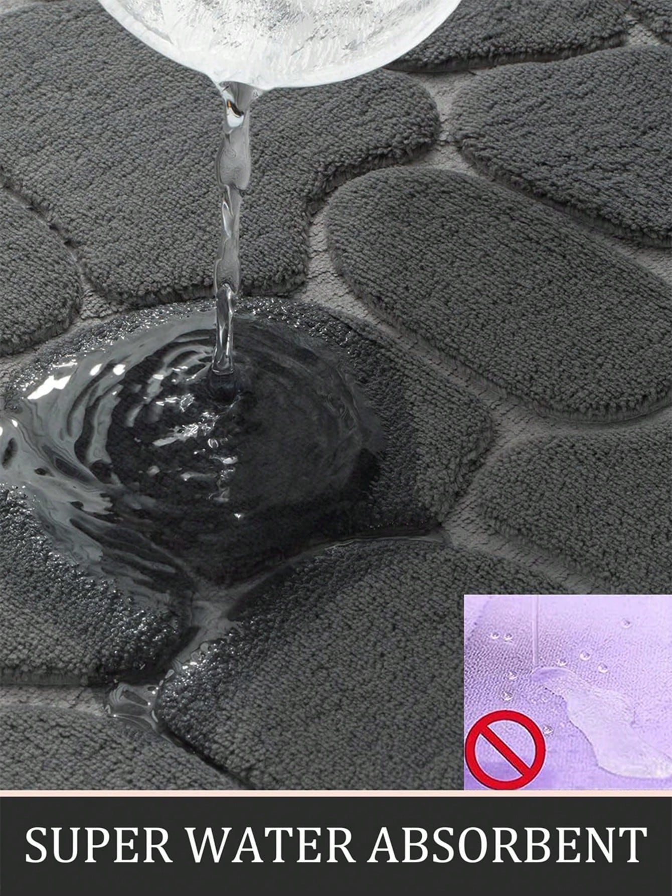 سجادة حمام مزخرفة بالحصى و وسادة رغوة الذاكرة و سجادة حمام قابلة للغسل و سجادة حمام مزخرفة بالحجر