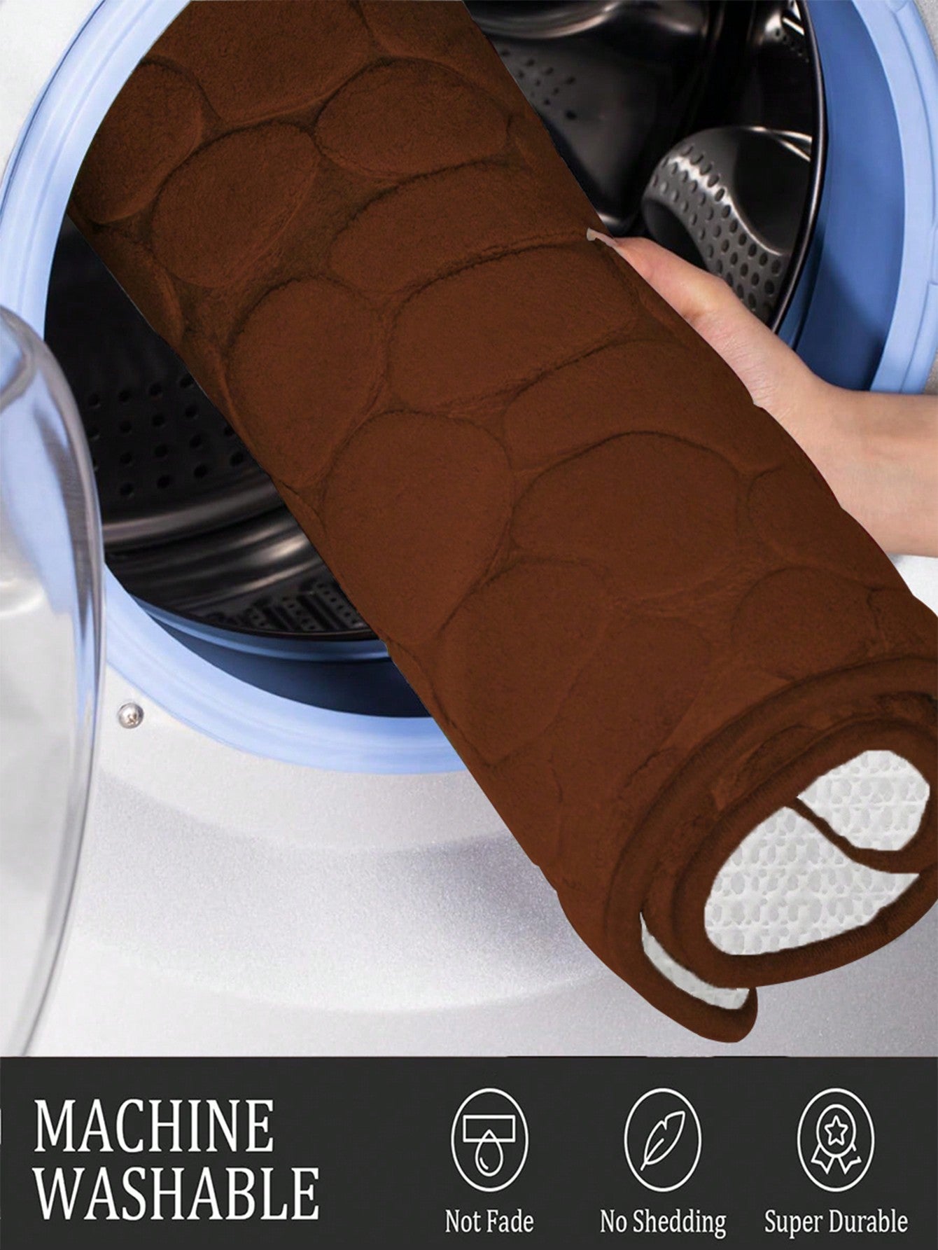 سجادة حمام بزخرفة حصاة الرصف ووسادة إسفنجية ميموري فوم وسجادة حمام قابلة للغسل وماصة للماء