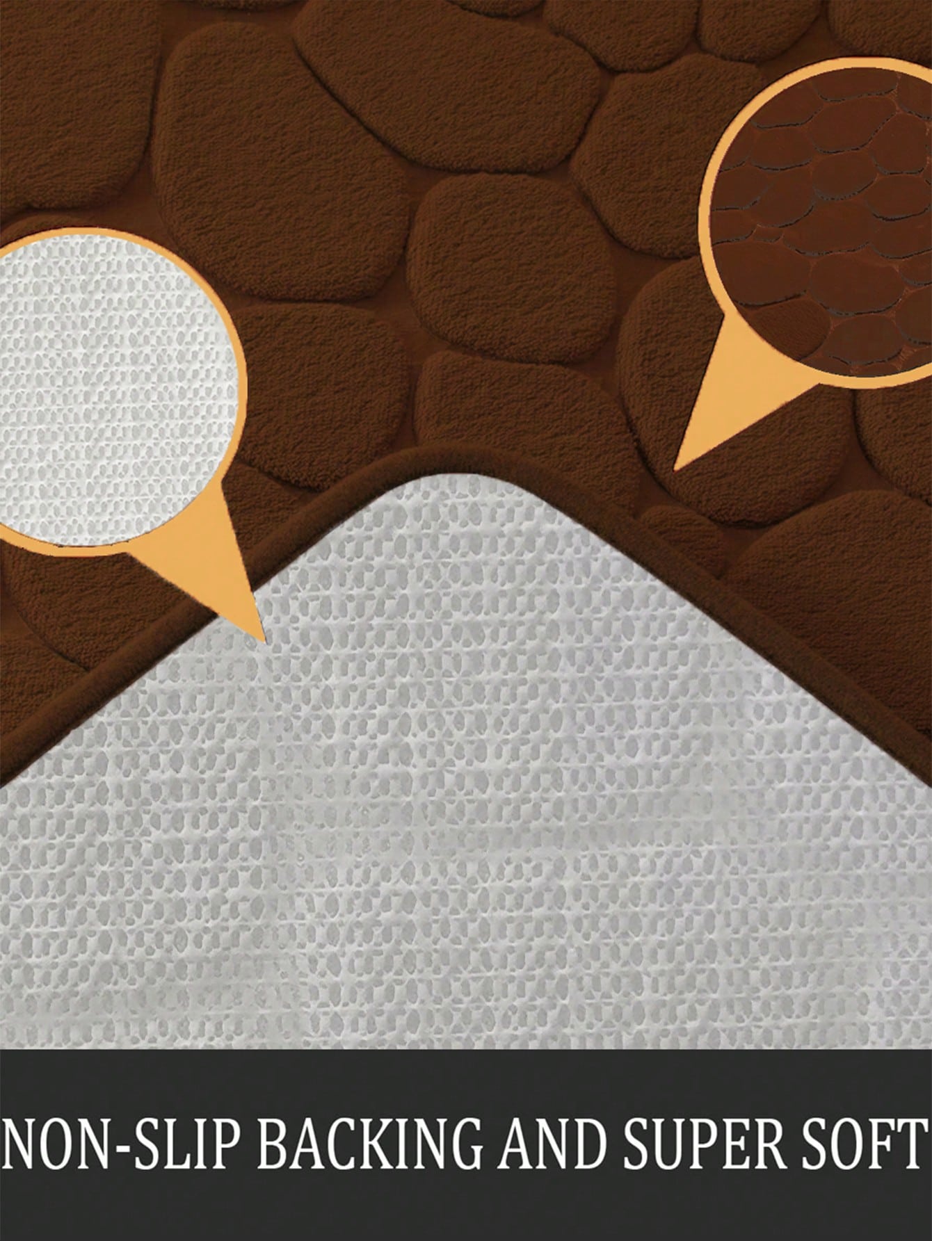 سجادة حمام بزخرفة حصاة الرصف ووسادة إسفنجية ميموري فوم وسجادة حمام قابلة للغسل وماصة للماء