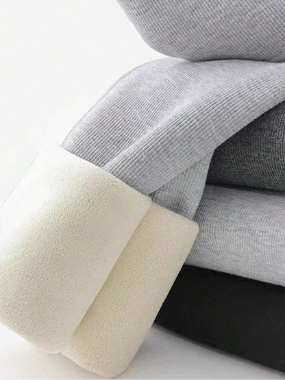 بنطلون طويل صلب بخصر عريض وبطانة بمادة الفليس لتدفئة الجسم