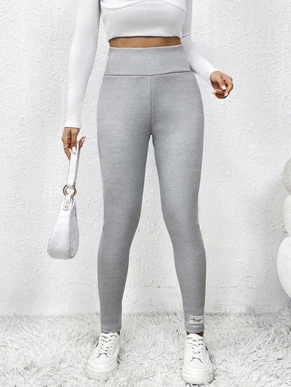 بنطلون طويل صلب بخصر عريض وبطانة بمادة الفليس لتدفئة الجسم