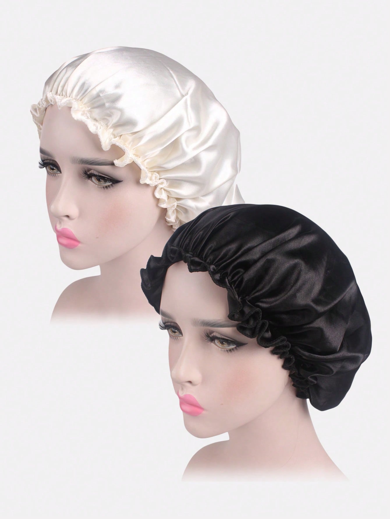 قبعة نوم من الحرير الصناعي متعددة الألوان للسيدات بدانتيل، قبعة العلاج الكيميائي