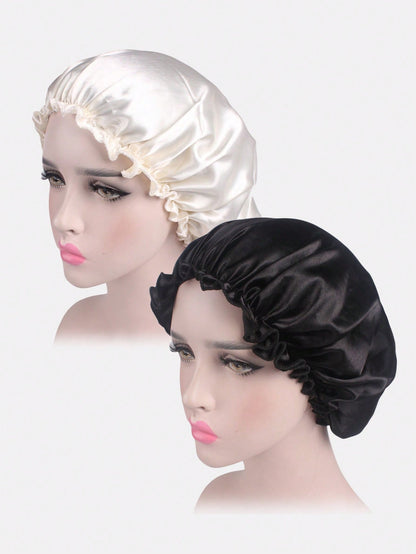 قبعة نوم من الحرير الصناعي متعددة الألوان للسيدات بدانتيل، قبعة العلاج الكيميائي
