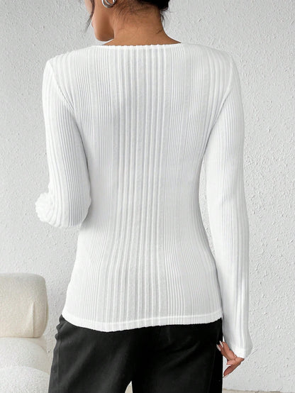 تي شيرت نسائي مجوف بلون خالص