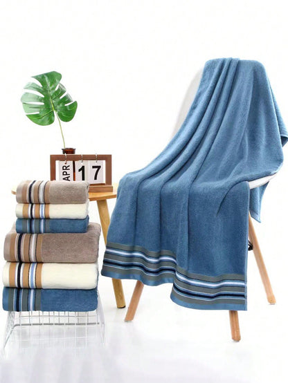 مناشف واسعة من ألياف الخيزران مع خطوط عريضة ناعمة جداً وماصة للاستخدام المنزلي