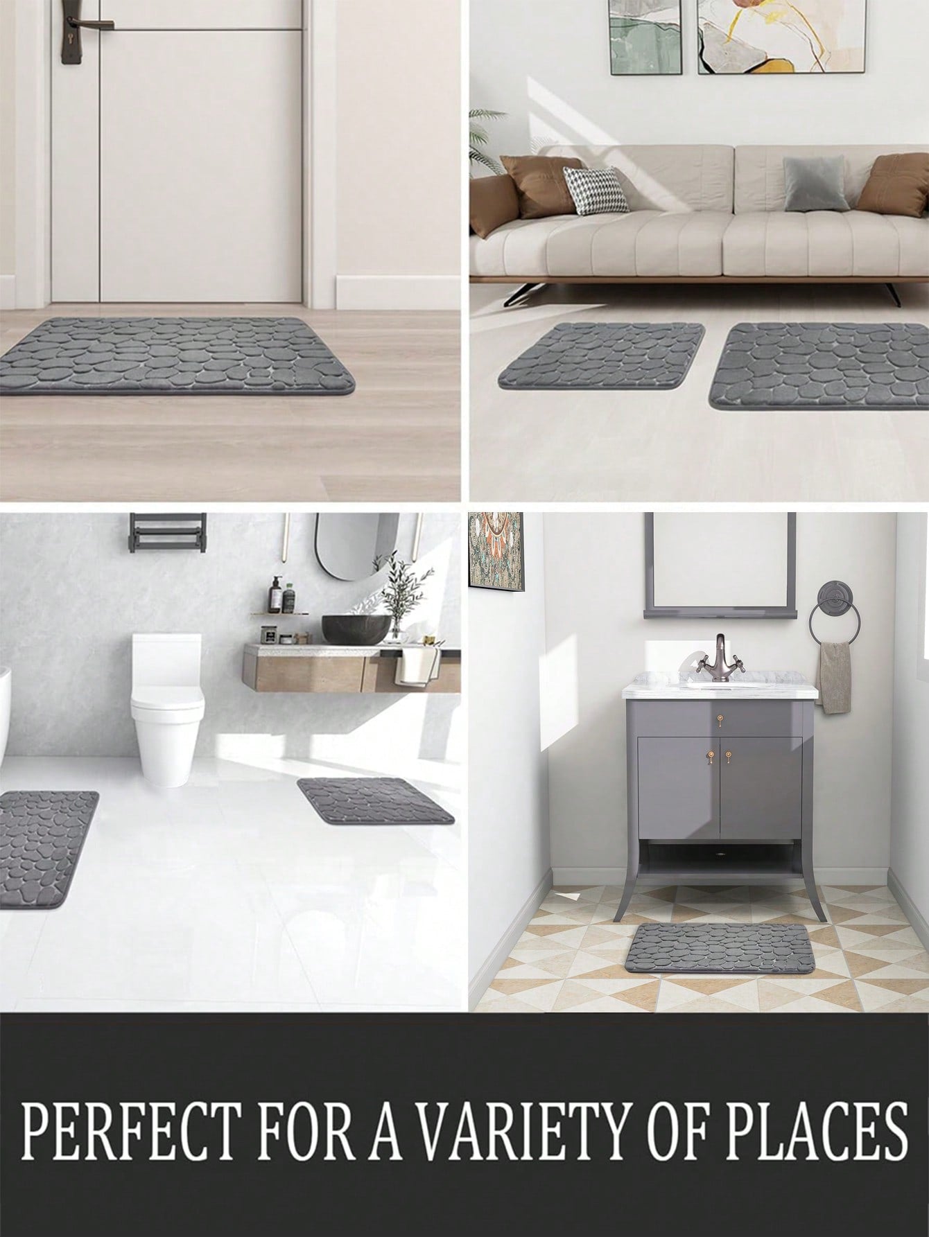 سجادة حمام مزخرفة بالحصى و وسادة رغوة الذاكرة و سجادة حمام قابلة للغسل و سجادة حمام مزخرفة بالحجر